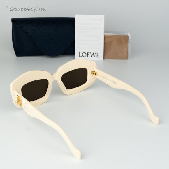 Loewe Women Sunglasses Crystal White Brown Rectangle LW4114IS 25E NEW AUTHENTIC - Picture 8 of 11